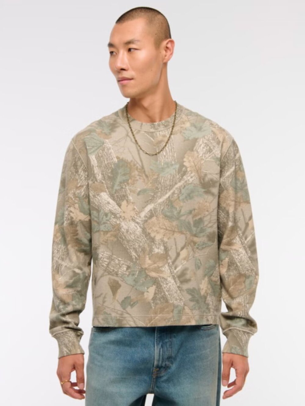 Long-Sleeve Grid Waffle Tee